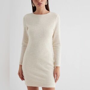 NWOT EXPRESS TWEED CREW NECK LONG SLEEVE MINI SHEATH DRESS.